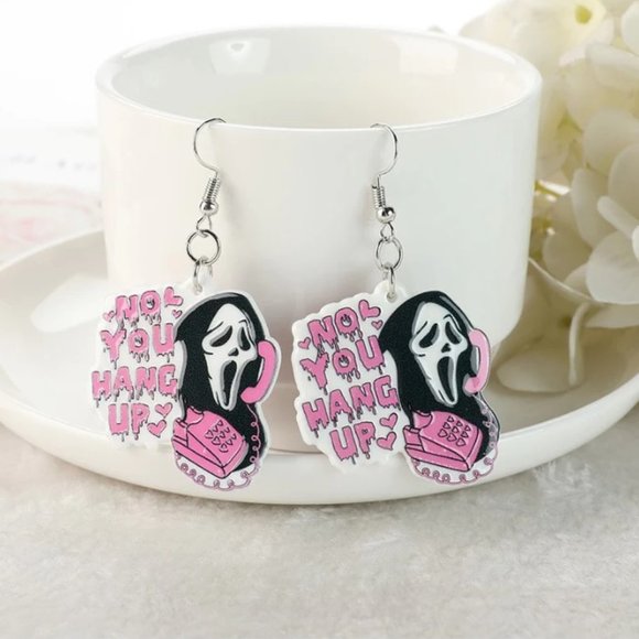 Horror Film Halloween Scream Ghostface Earrings - Picture 2 of 2
